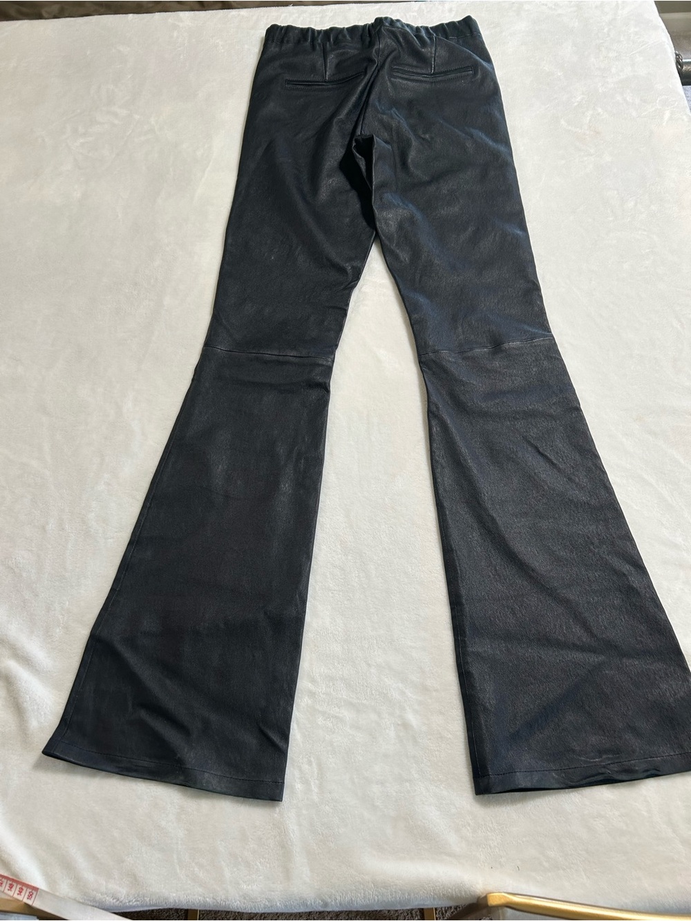 ARMA Black Leather Flare Pants US 6–8 Y2K Moto Rocker Bell Bottom - Picture 4 of 11